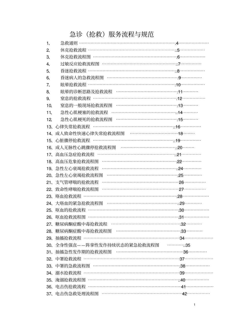 临床急诊抢救流程图解（73套）_第1页