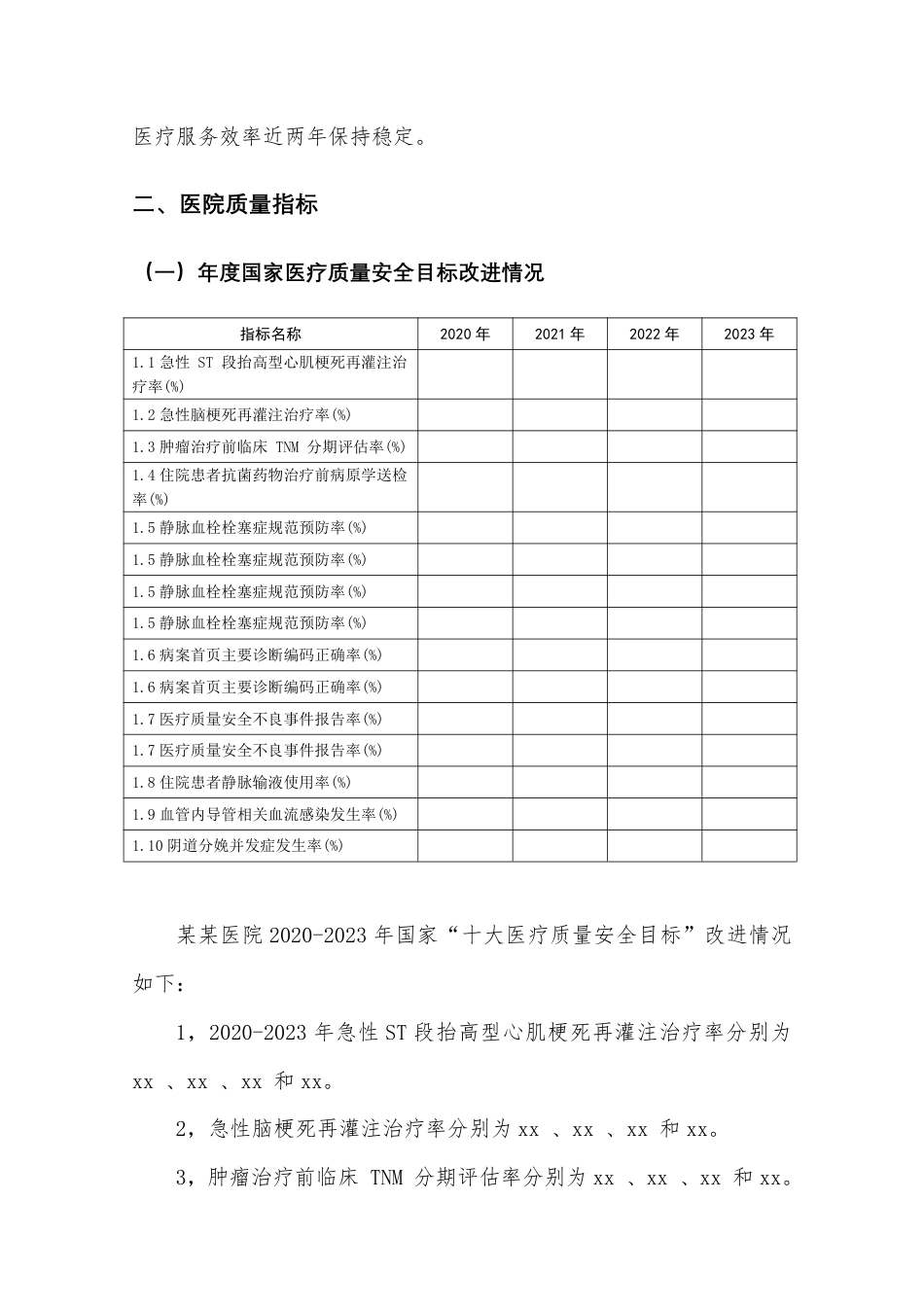 国考第二部分上报数据分析模版（医疗服务能力与医院质量安全指标）_第2页