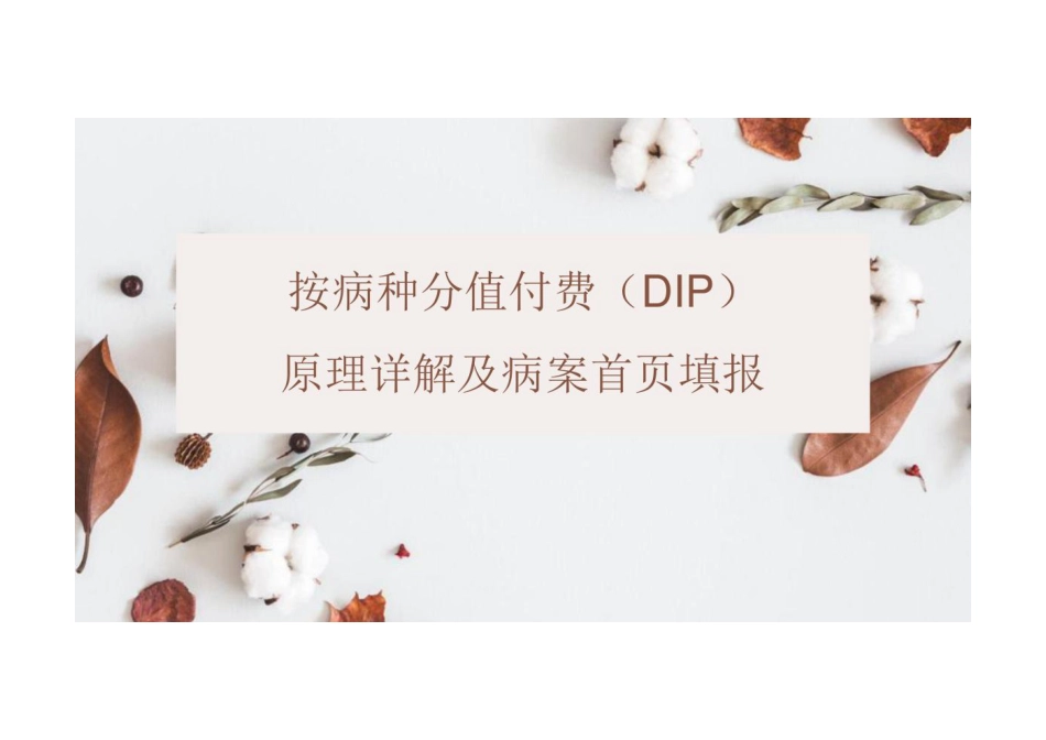 医保按病种分值付费(DIP)原理和病案首页填报_第1页