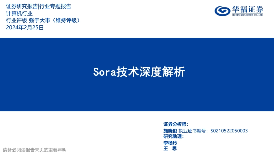 SORA深度解析_第1页