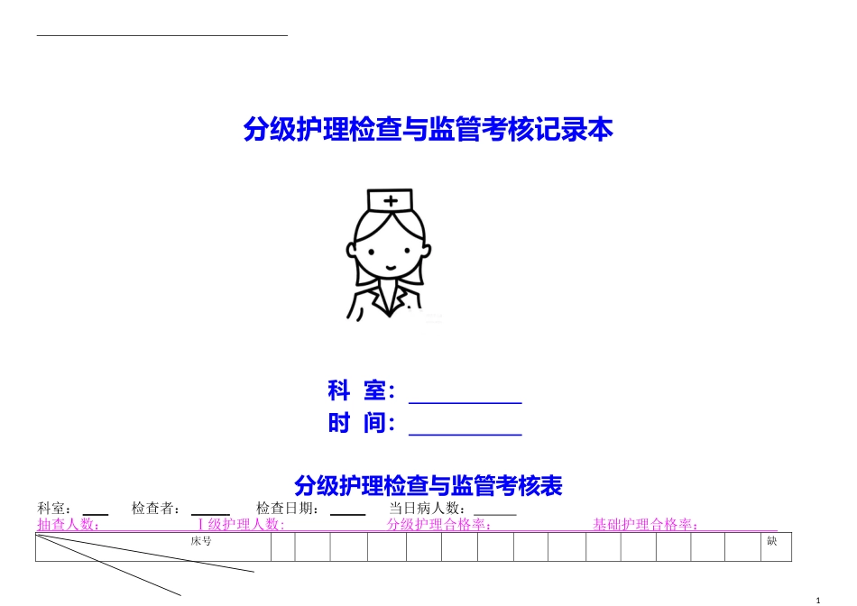 医院分级护理质量检查与监管考核表格记录台账word版_第1页