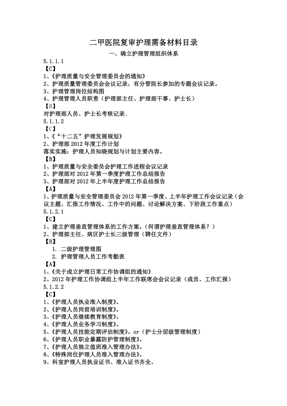 二甲医院复审护理需备材料目录_第1页