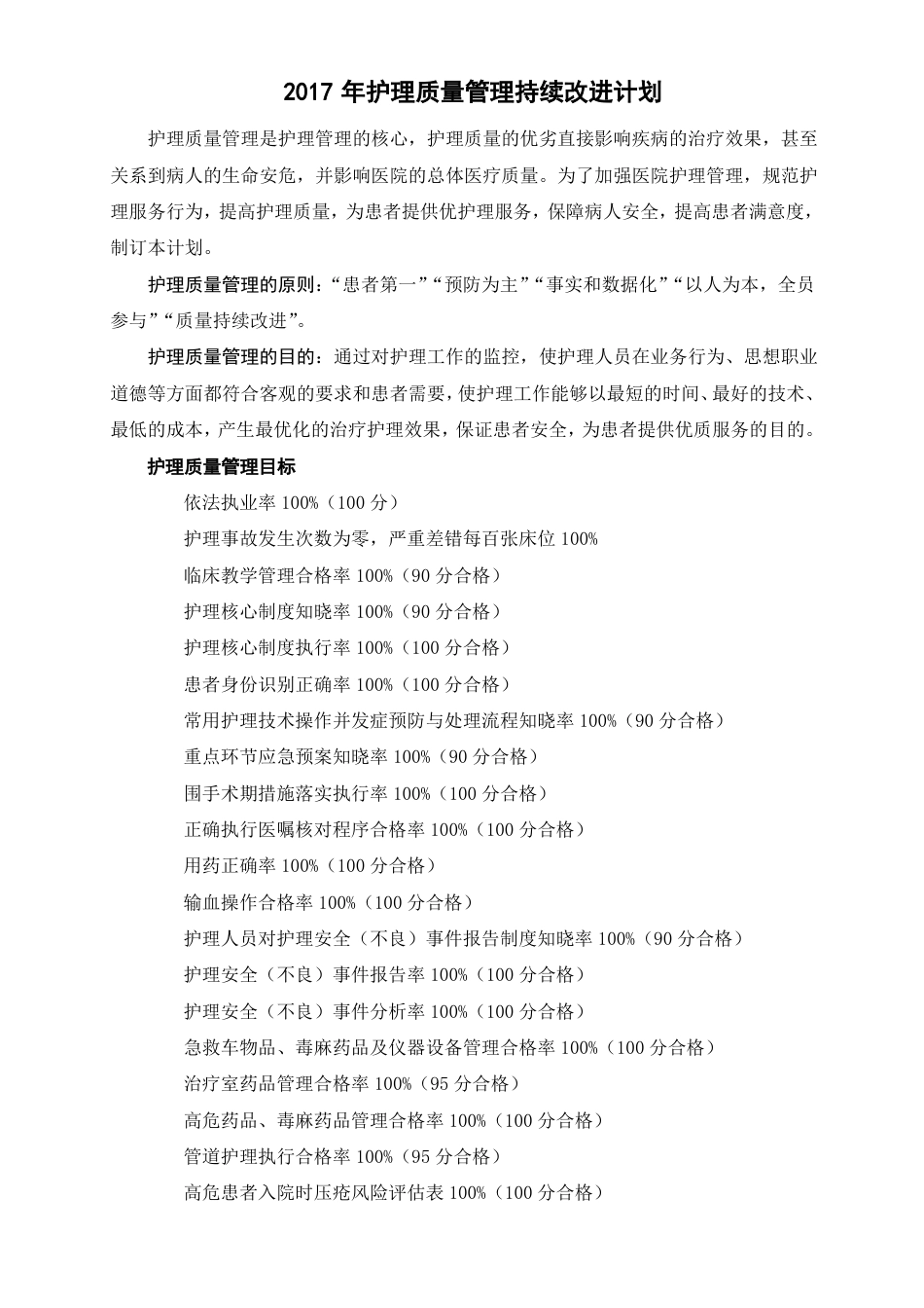 护理质量管理与持续改进计划_第1页