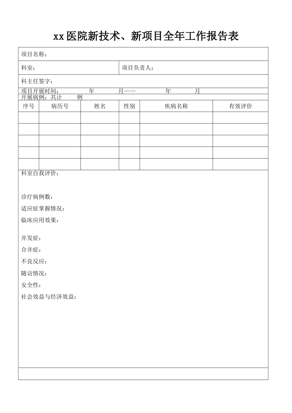 新技术新项目全年工作报表（模板）_第1页