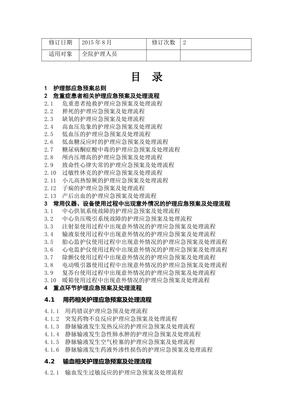 护理应急预案及处理流程(108个)_第2页