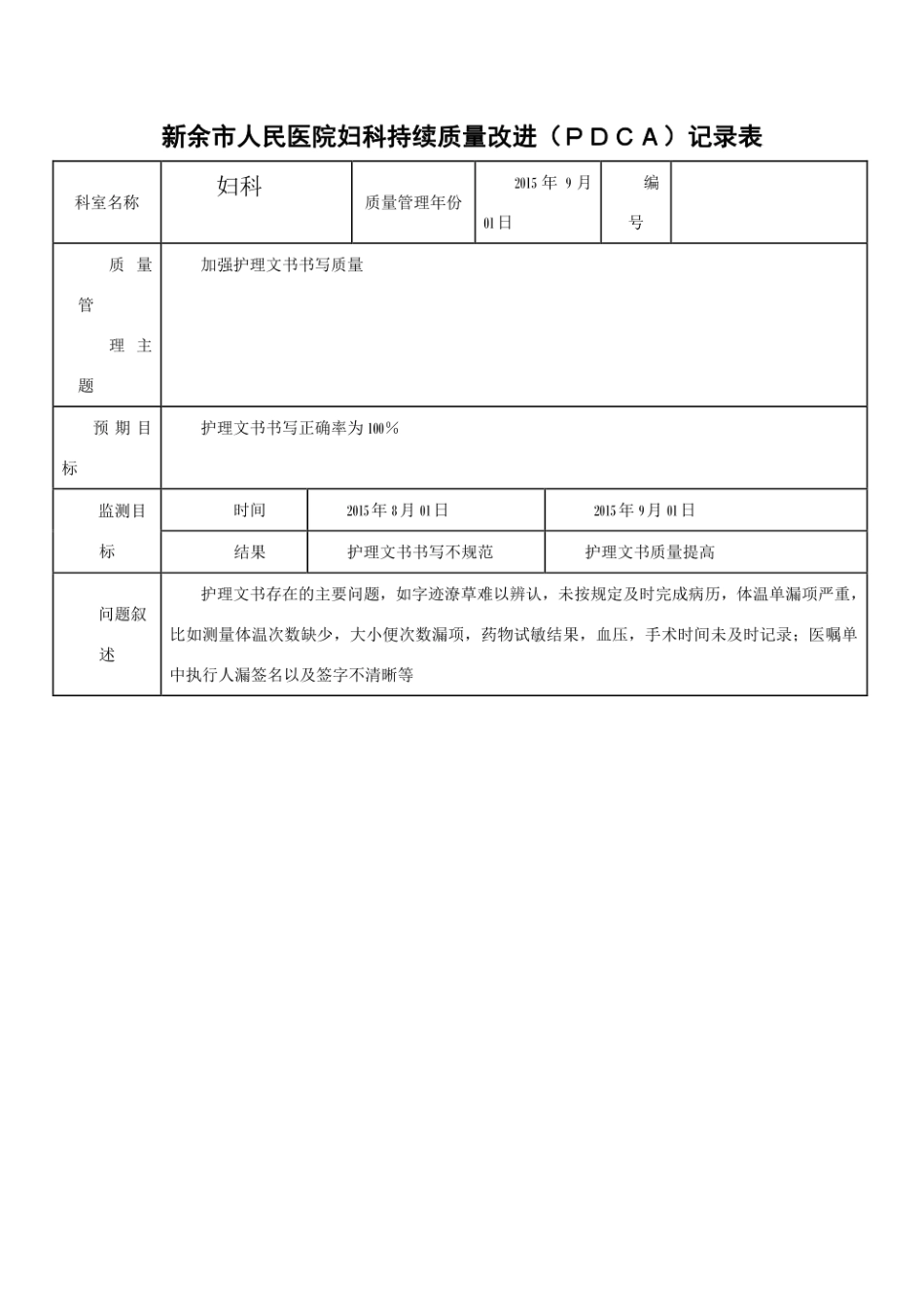 护理文书质量PDCA_第1页