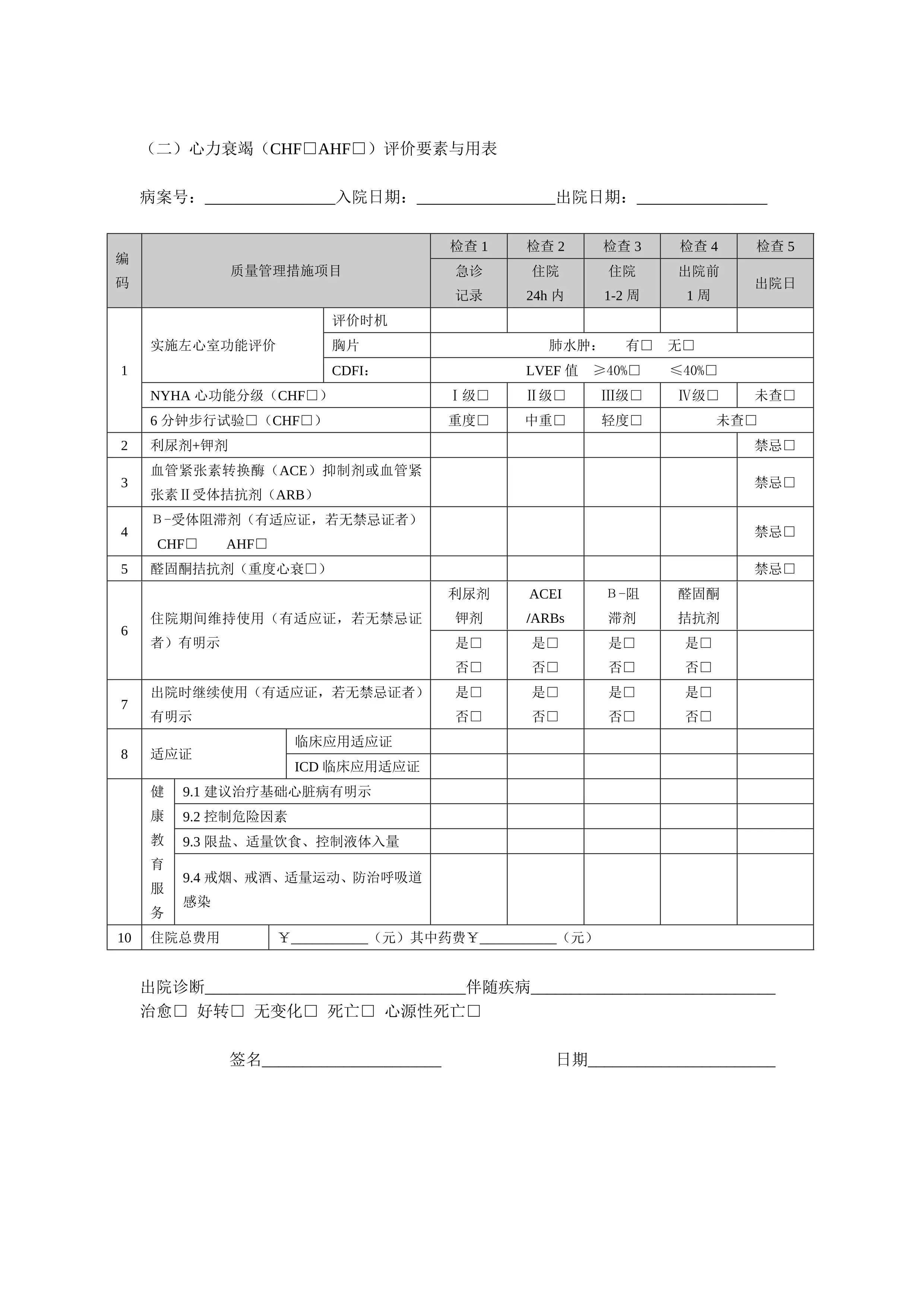 心衰：单病种核心质量评价要素与应用表单_第2页