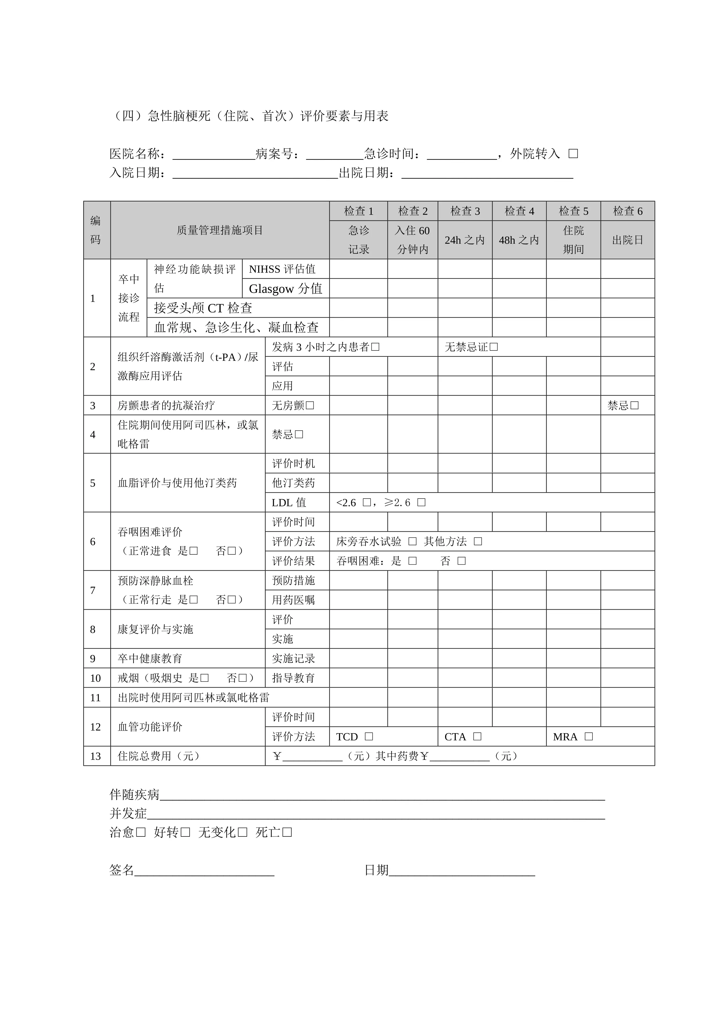 单病种之急性脑梗死：核心质量评价要素与用表_第2页