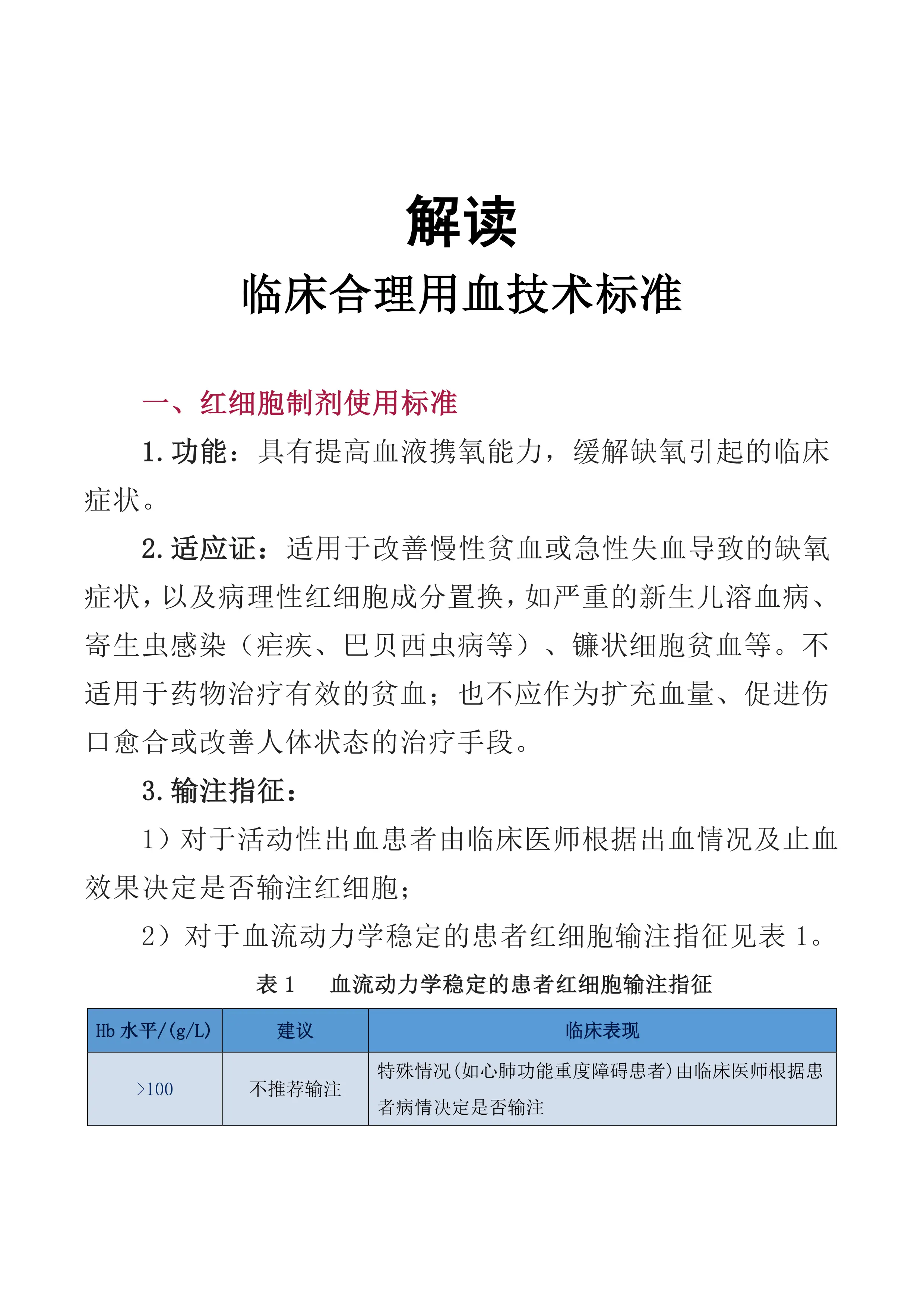 解读临床合理用血技术标准_第1页