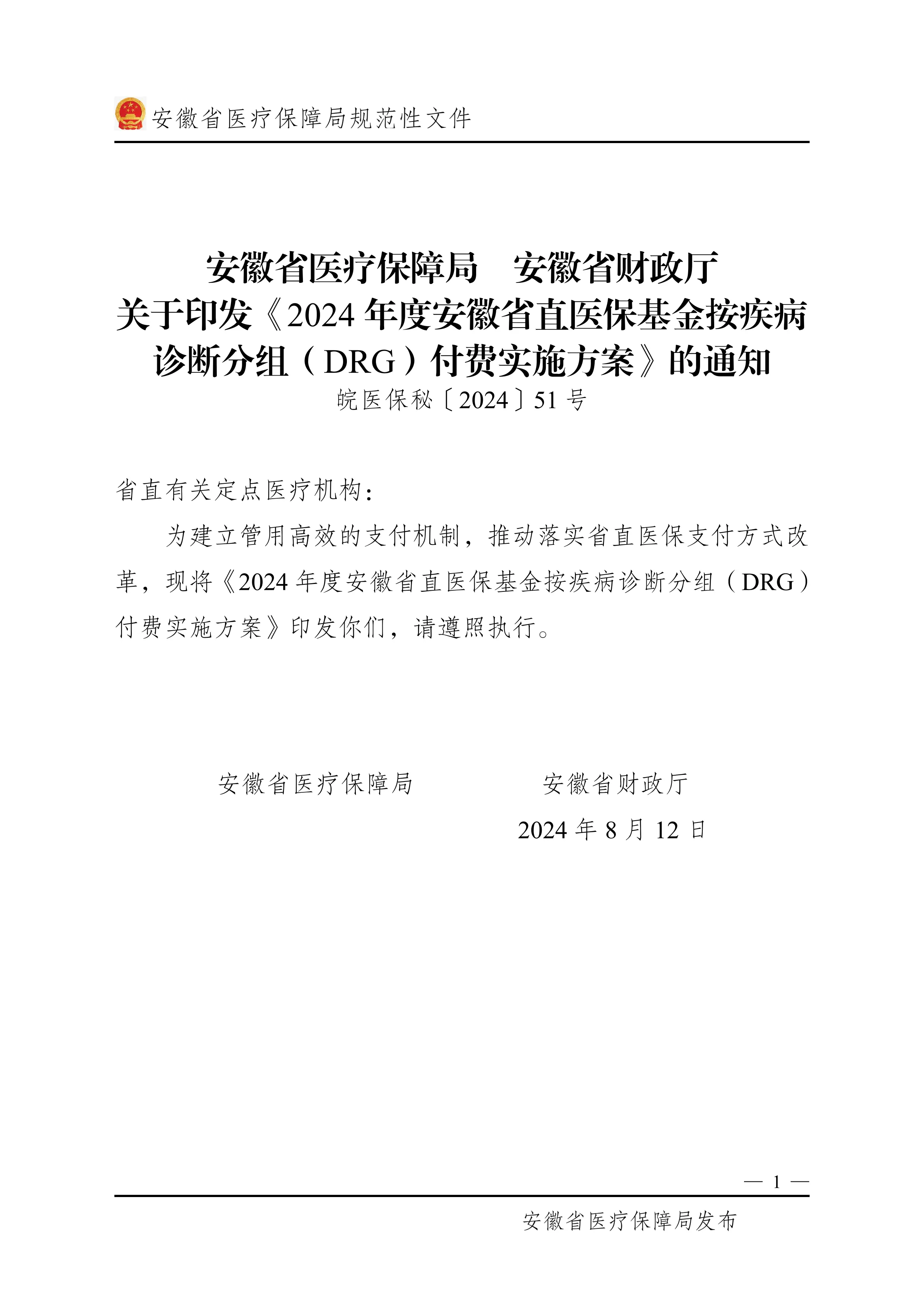 按疾病诊断分组（DRG）付费实施方案_第1页