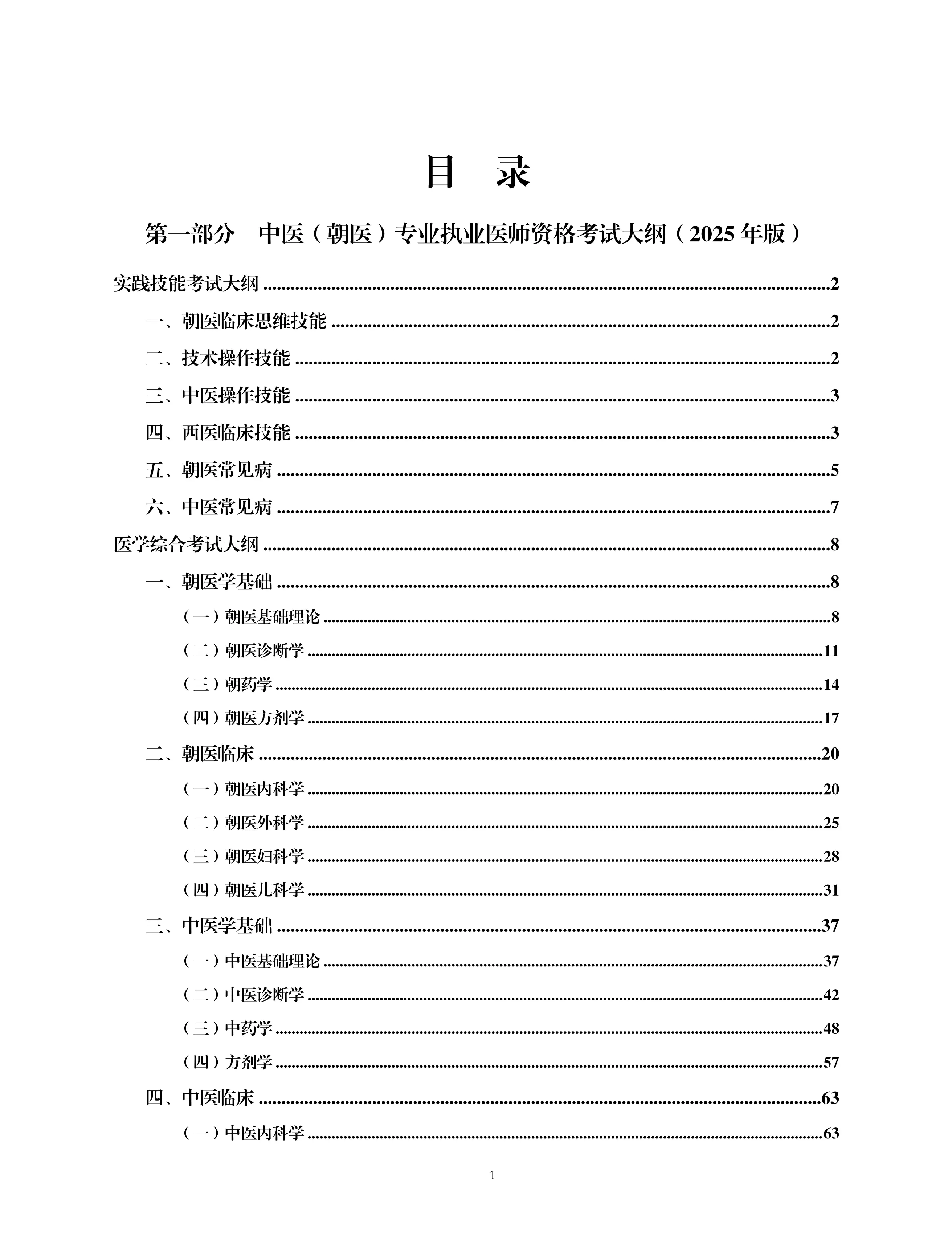 2025年版中医（朝医）专业医师资格考试大纲_第2页