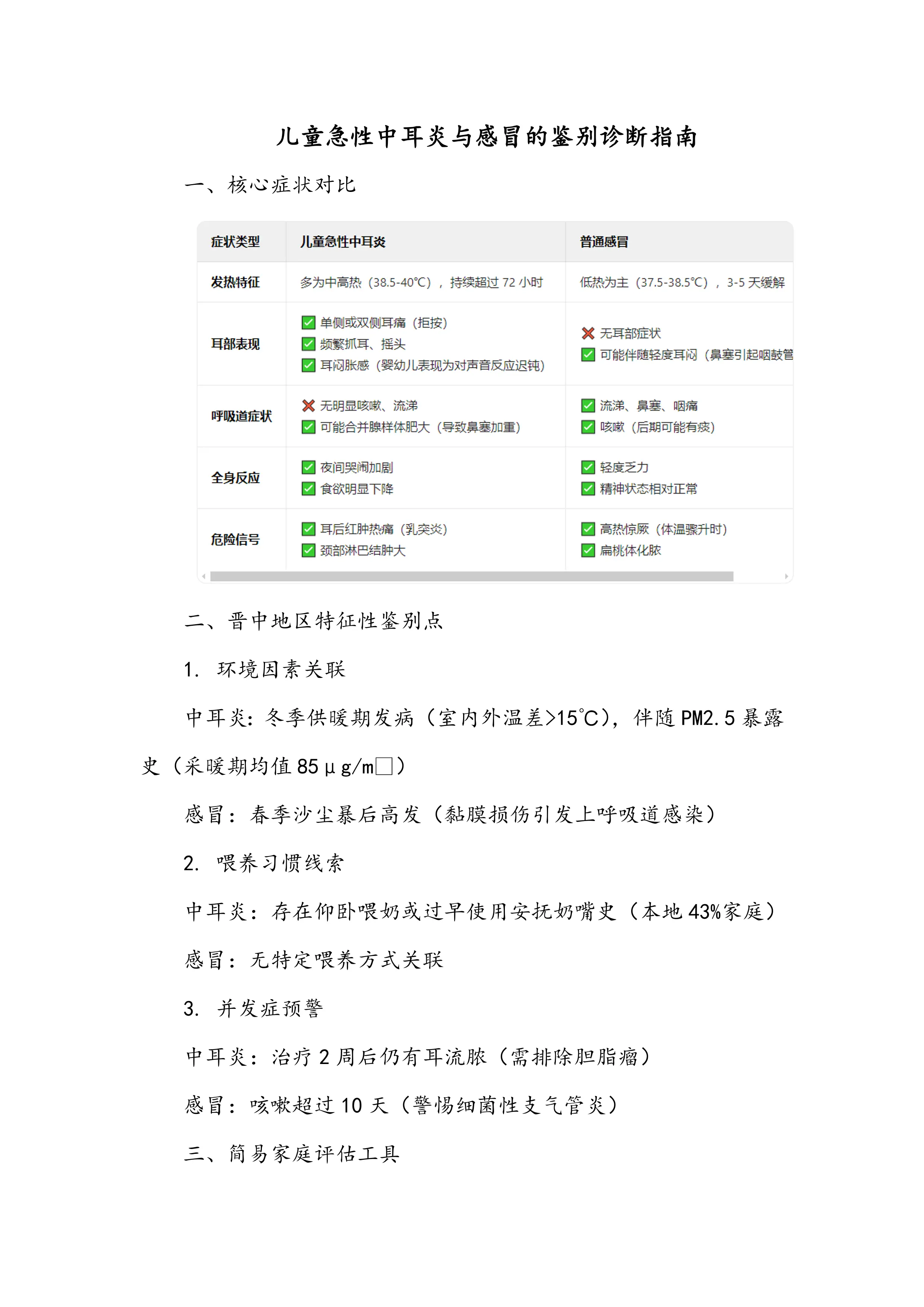 儿童急性中耳炎与感冒的鉴别诊断指南_第1页