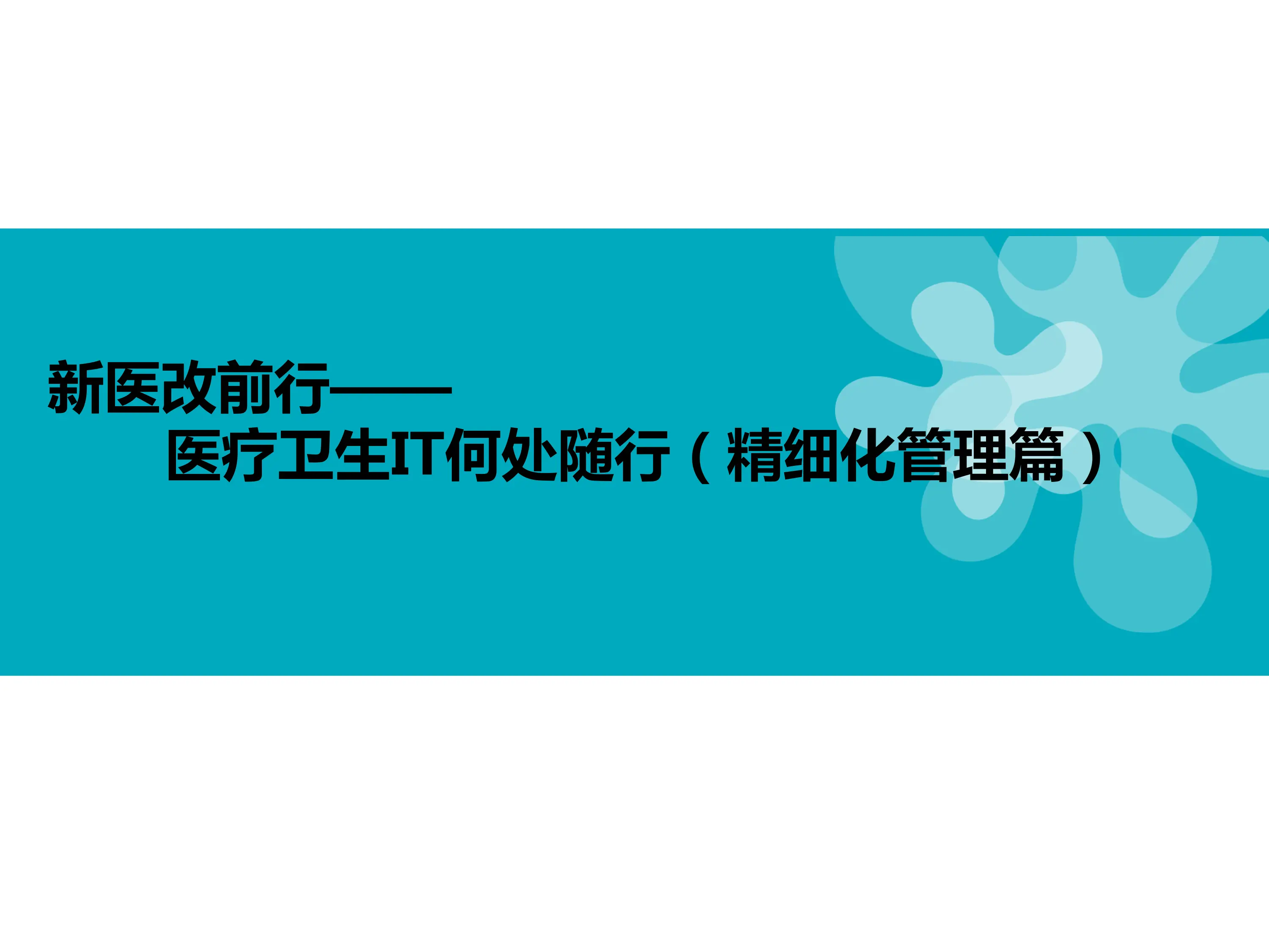 医疗卫生IT何处随行（精细化管理篇）_第1页