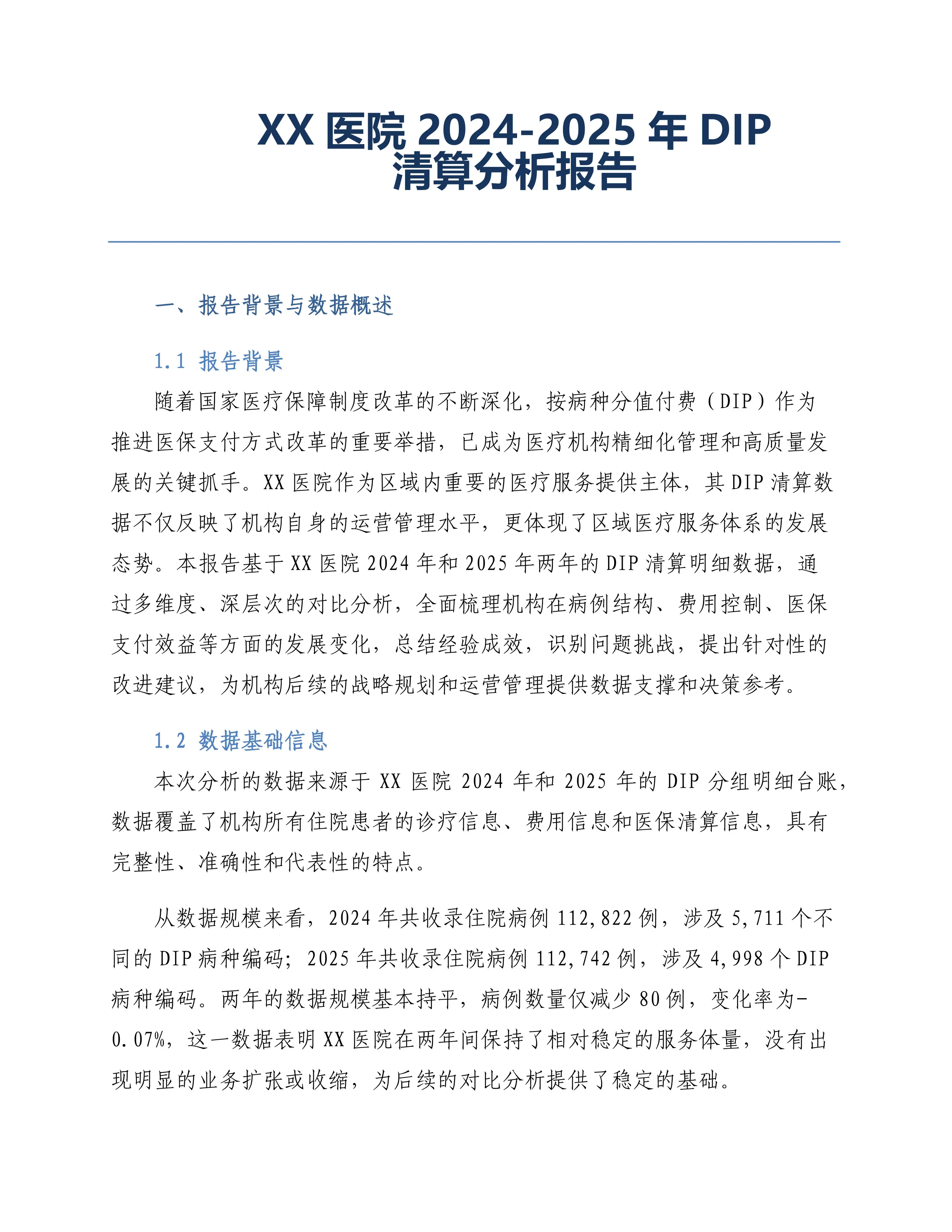 XX医院2024-2025年DIP清算明细详细分析报告.pdf_第1页