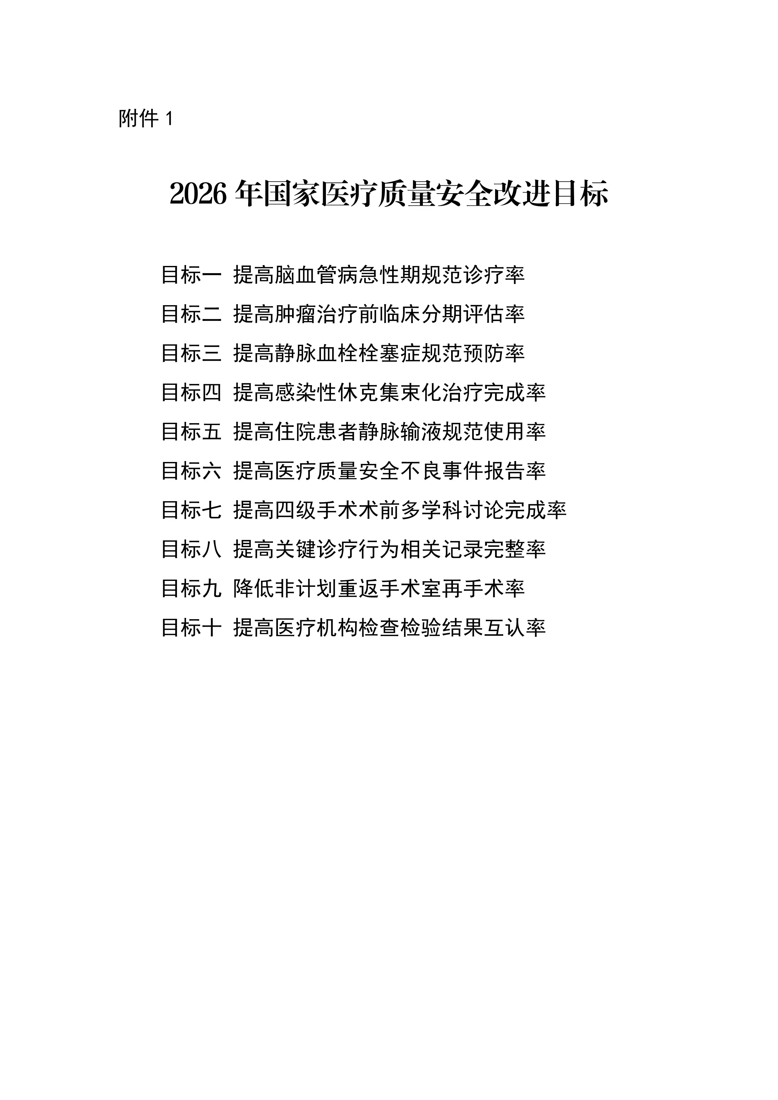 1.2026年国家医疗质量安全改进目标 (1)_第1页
